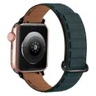 For Apple Watch 9 41mm Reverse Buckle Magnetic Silicone Watch Band(Black Buckle Green Brown) - 1