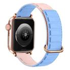 For Apple Watch 9 41mm Reverse Buckle Magnetic Silicone Watch Band(Rose Buckle Blue Pink) - 1