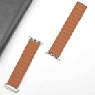 For Apple Watch Series 10 46mm Reverse Buckle Magnetic Silicone Watch Band(Silver Buckle Brown) - 2