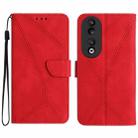 For Honor 90 Stitching Embossed Leather Phone Case(Red) - 1