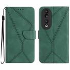 For Honor 90 Stitching Embossed Leather Phone Case(Green) - 1