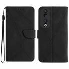 For Honor 90 Stitching Embossed Leather Phone Case(Black) - 1