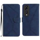 For Honor 90 Stitching Embossed Leather Phone Case(Blue) - 1