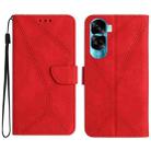 For Honor 90 Lite Stitching Embossed Leather Phone Case(Red) - 1