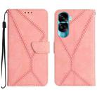 For Honor 90 Lite Stitching Embossed Leather Phone Case(Pink) - 1