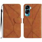 For Honor 90 Lite Stitching Embossed Leather Phone Case(Brown) - 1