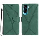 For Honor 90 Lite Stitching Embossed Leather Phone Case(Green) - 1