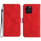 For Honor X6A Stitching Embossed Leather Phone Case(Red) - 1