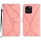 For Honor X6A Stitching Embossed Leather Phone Case(Pink) - 1