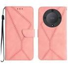 For Honor X9b Stitching Embossed Leather Phone Case(Pink) - 1