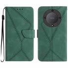 For Honor X9b Stitching Embossed Leather Phone Case(Green) - 1