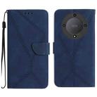 For Honor X9b Stitching Embossed Leather Phone Case(Blue) - 1