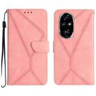 For Honor 200 5G Global Stitching Embossed Leather Phone Case(Pink) - 1