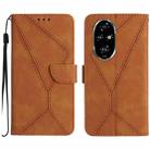 For Honor 200 5G Global Stitching Embossed Leather Phone Case(Brown) - 1