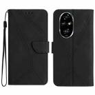 For Honor 200 5G Global Stitching Embossed Leather Phone Case(Black) - 1