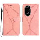 For Honor 200 Pro 5G Global Stitching Embossed Leather Phone Case(Pink) - 1