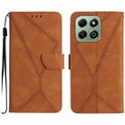 For Honor X6b Stitching Embossed Leather Phone Case(Brown) - 1