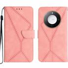 For Honor X9c Smart Stitching Embossed Leather Phone Case(Pink) - 1