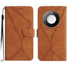 For Honor X9c Smart Stitching Embossed Leather Phone Case(Brown) - 1