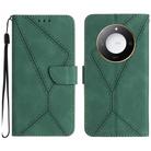 For Honor X9c Smart Stitching Embossed Leather Phone Case(Green) - 1