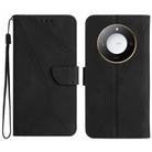 For Honor X9c Smart Stitching Embossed Leather Phone Case(Black) - 1
