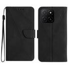 For Honor X8c 4G Stitching Embossed Leather Phone Case(Black) - 1