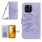 For Honor X6A Skin Feel Sun Flower Pattern Leather Phone Case with Lanyard(Purple) - 1