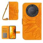 For Honor X9b Skin Feel Sun Flower Pattern Leather Phone Case with Lanyard(Yellow) - 1