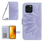 For Honor X8b Skin Feel Sun Flower Pattern Leather Phone Case with Lanyard(Purple) - 1