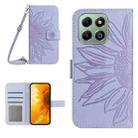 For Honor X6b Skin Feel Sun Flower Pattern Leather Phone Case with Lanyard(Purple) - 1