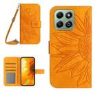 For Honor X6b Skin Feel Sun Flower Pattern Leather Phone Case with Lanyard(Yellow) - 1