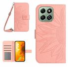 For Honor 200 Smart Global Skin Feel Sun Flower Pattern Leather Phone Case with Lanyard(Pink) - 1