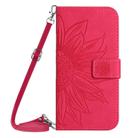 For Honor 200 Smart Global Skin Feel Sun Flower Pattern Leather Phone Case with Lanyard(Rose Red) - 2