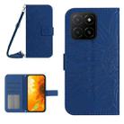 For Honor X5b 4G / X5b Plus 4G Skin Feel Sun Flower Pattern Leather Phone Case with Lanyard(Dark Blue) - 1