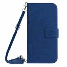 For Honor X5b 4G / X5b Plus 4G Skin Feel Sun Flower Pattern Leather Phone Case with Lanyard(Dark Blue) - 2