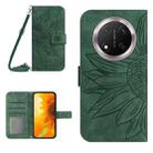 For Honor X9c Skin Feel Sun Flower Pattern Leather Phone Case with Lanyard(Green) - 1