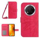 For Honor X9c Skin Feel Sun Flower Pattern Leather Phone Case with Lanyard(Rose Red) - 1