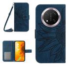 For Honor X9c Skin Feel Sun Flower Pattern Leather Phone Case with Lanyard(Inky Blue) - 1