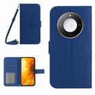 For Honor X9c Smart Skin Feel Sun Flower Pattern Leather Phone Case with Lanyard(Dark Blue) - 1