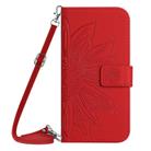 For Honor 400 Lite Skin Feel Sun Flower Pattern Leather Phone Case with Lanyard(Red) - 2