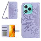 For Honor 400 Lite Skin Feel Sun Flower Pattern Leather Phone Case with Lanyard(Purple) - 1