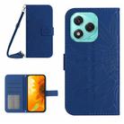 For Honor 400 Lite Skin Feel Sun Flower Pattern Leather Phone Case with Lanyard(Dark Blue) - 1
