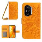 For Honor 400 Pro Global 160.8mm Skin Feel Sun Flower Pattern Leather Phone Case with Lanyard(Yellow) - 1