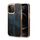 For iPhone 12 Pro Max Denior Oil Wax Cowhide Plating Phone Case(Blue) - 1