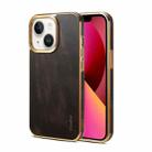 For iPhone 13 Denior Oil Wax Cowhide Plating Phone Case(Black) - 1