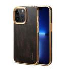 For iPhone 13 Pro Denior Oil Wax Cowhide Plating Phone Case(Black) - 1