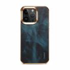 For iPhone 13 Pro Denior Oil Wax Cowhide Plating Phone Case(Blue) - 2