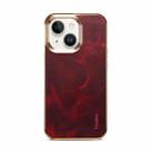For iPhone 14 Plus Denior Oil Wax Cowhide Plating Phone Case(Red) - 2