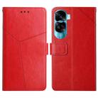 For Honor 90 Lite Y-shaped Pattern Flip Leather Phone Case(Red) - 1