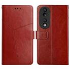 For Honor 90 Y-shaped Pattern Flip Leather Phone Case(Brown) - 1